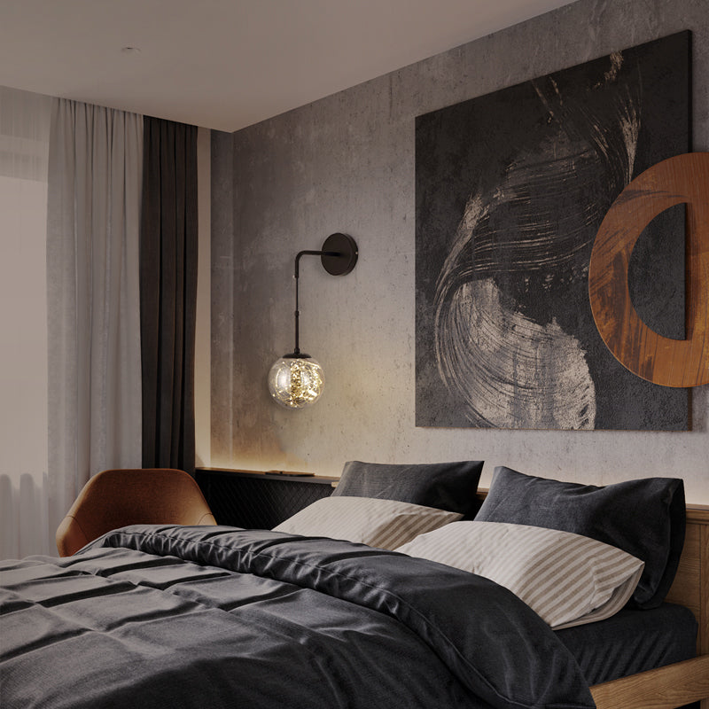 Modern Luxury Globe Wall Sconce 1-Light Wrought Iron LED Wall Light for Living Room