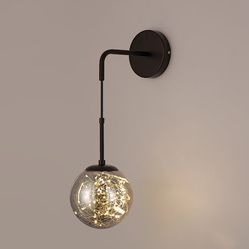 Modern Luxury Globe Wall Sconce 1-Light Wrought Iron LED Wall Light for Living Room