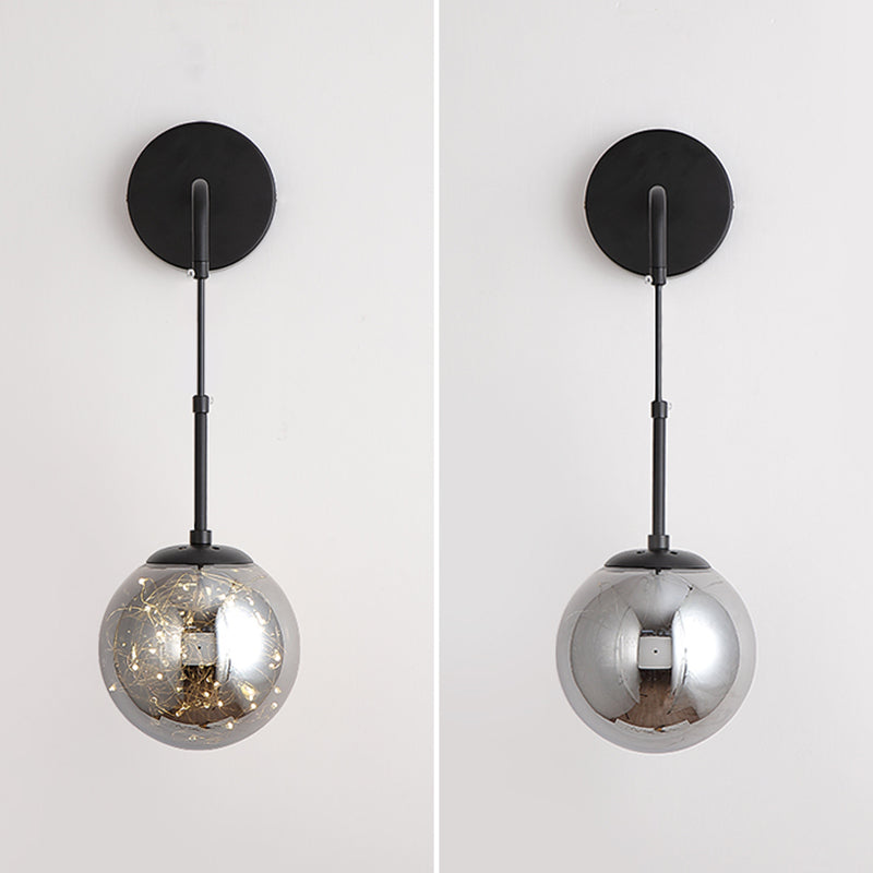 Modern Luxury Globe Wall Sconce 1-Light Wrought Iron LED Wall Light for Living Room