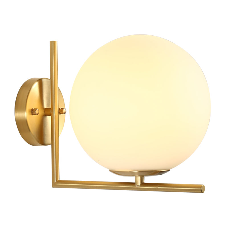 Gold Globe LED Wall Light in Modern Simplicity Copper Wall Sconce with Frosted Glass Shade