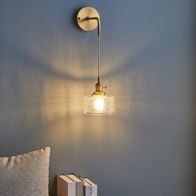 Lámparas de pared modernas de vidrio 1 lámpara de luz de pared de dormitorio ligero