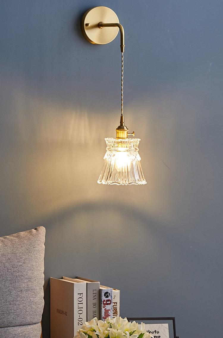 Lámparas de pared modernas de vidrio 1 lámpara de luz de pared de dormitorio ligero