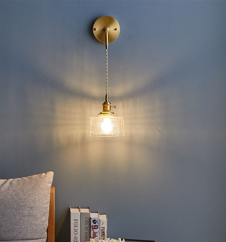 Lámparas de pared modernas de vidrio 1 lámpara de luz de pared de dormitorio ligero