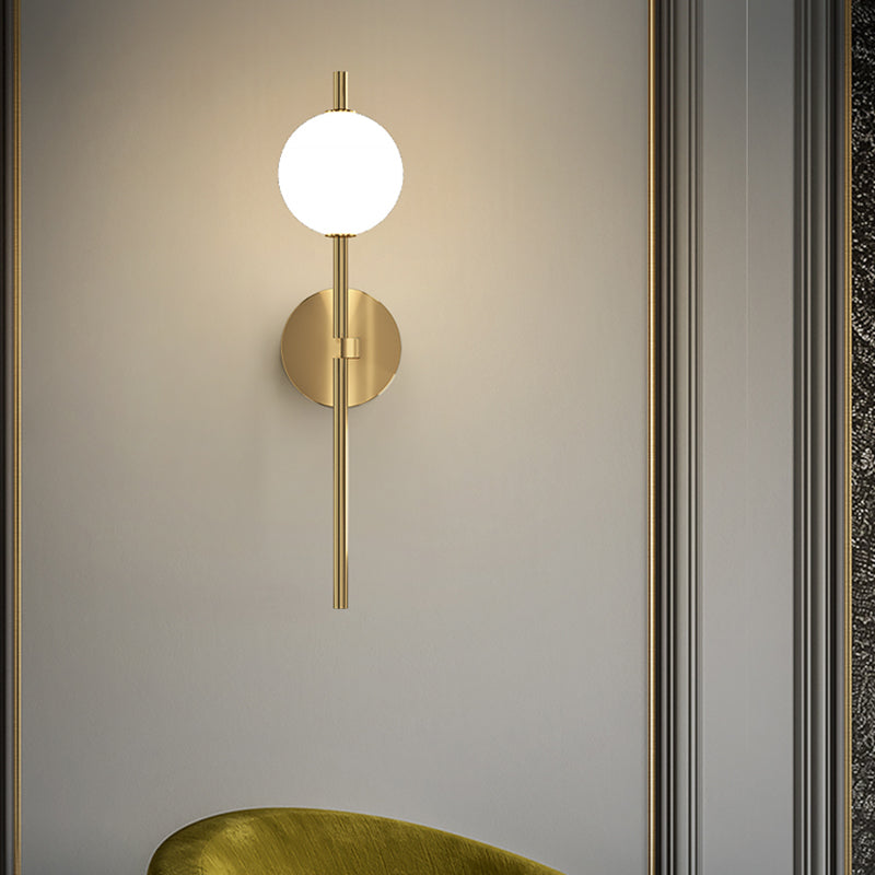 Copper Gold LED Wall Sconce in Modern Minimalist Style Globe Glass Wall Lamp for Living Room