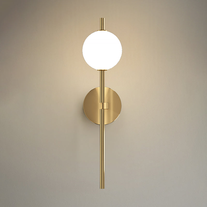Copper Gold LED Wall Sconce in Modern Minimalist Style Globe Glass Wall Lamp for Living Room