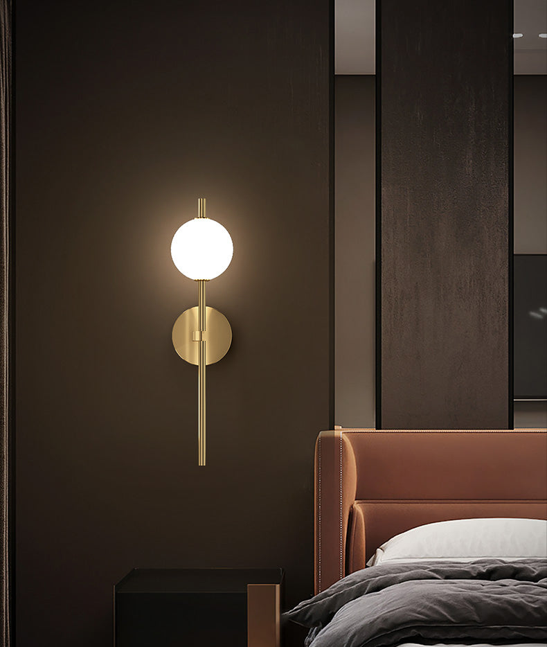 Copper Gold LED Wall Sconce in Modern Minimalist Style Globe Glass Wall Lamp for Living Room
