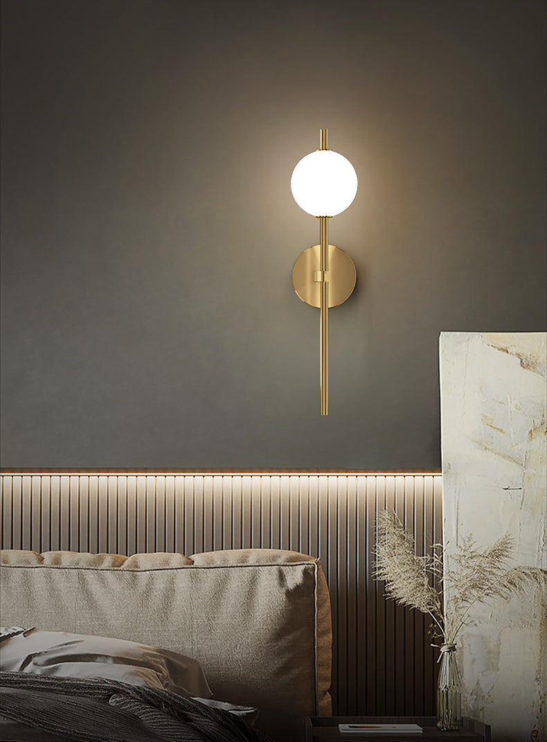 Copper Gold LED Wall Sconce in Modern Minimalist Style Globe Glass Wall Lamp for Living Room