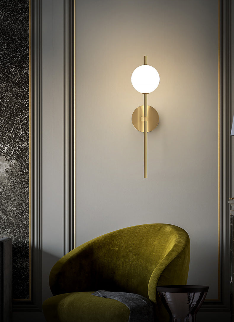 Copper Gold LED Wall Sconce in Modern Minimalist Style Globe Glass Wall Lamp for Living Room