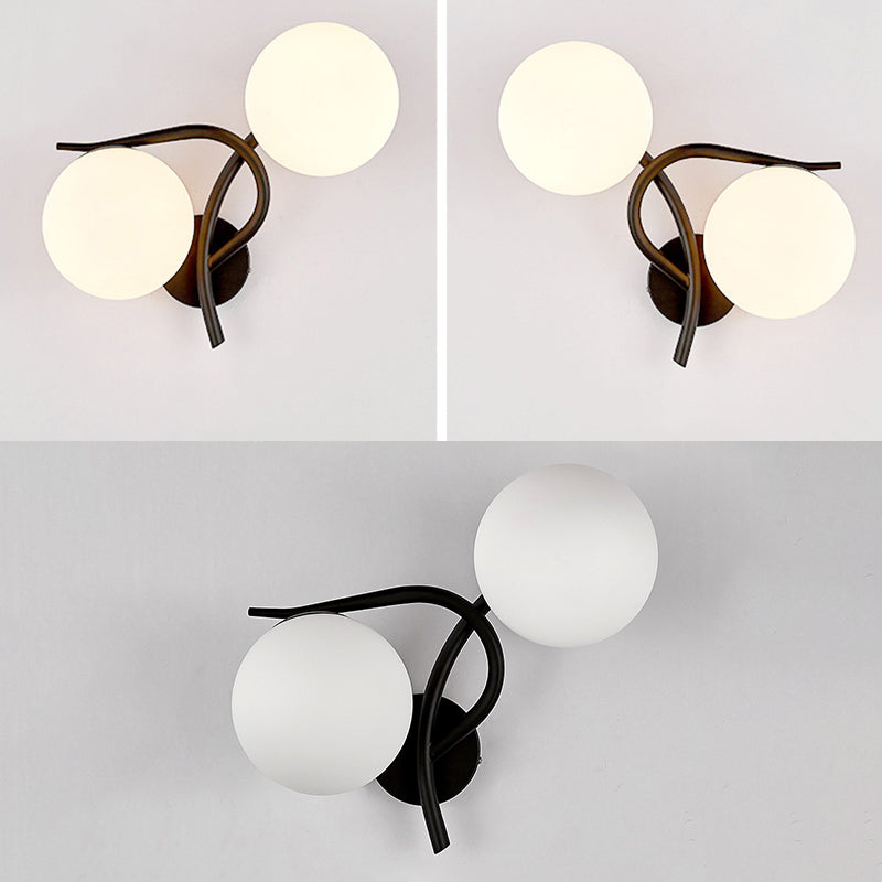Lampada montata a parete a doppio globo in stile contemporaneo illuminazione a parete in vetro