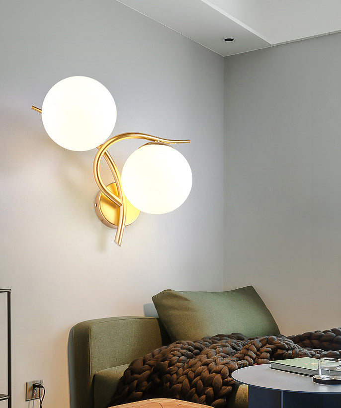 Lampada montata a parete a doppio globo in stile contemporaneo illuminazione a parete in vetro