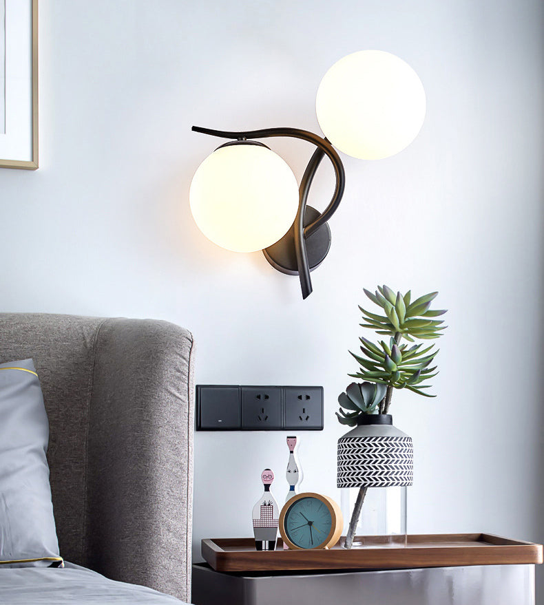 Lampada montata a parete a doppio globo in stile contemporaneo illuminazione a parete in vetro