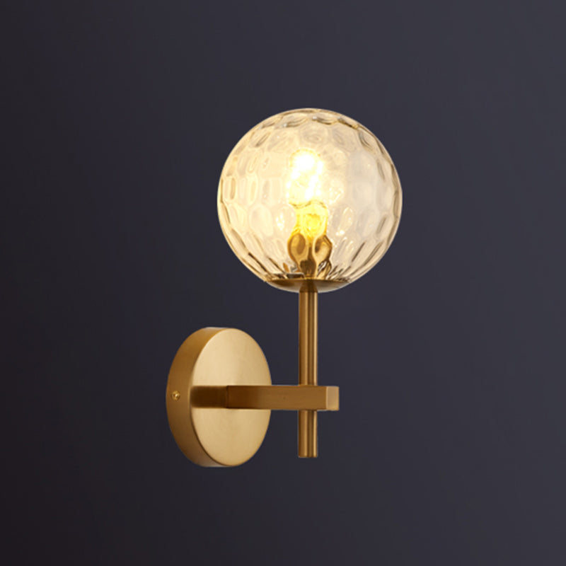 Gold 1-Light Wall Sconce in Modern Concise Style Aluminium Globe Wall Lamp with Glass Shade