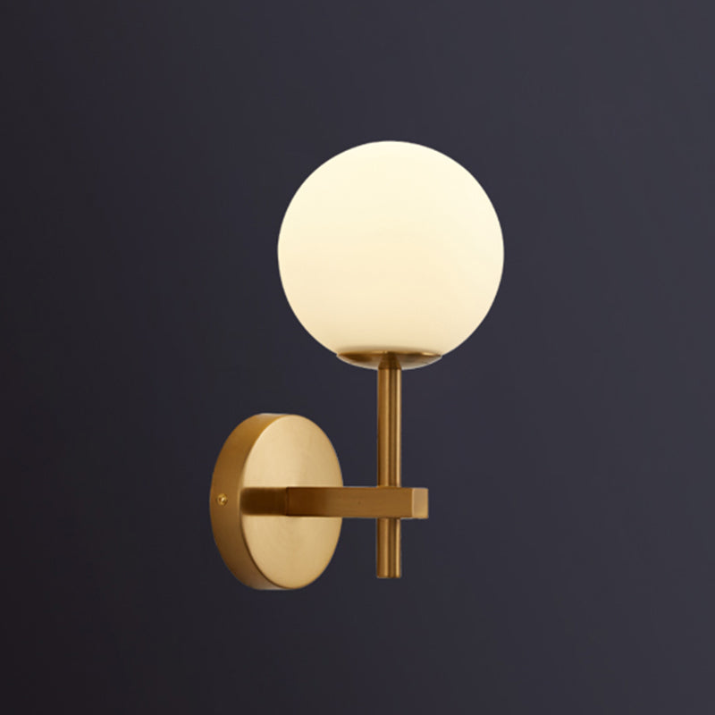 Gold 1-Light Wall Sconce in Modern Concise Style Aluminium Globe Wall Lamp with Glass Shade