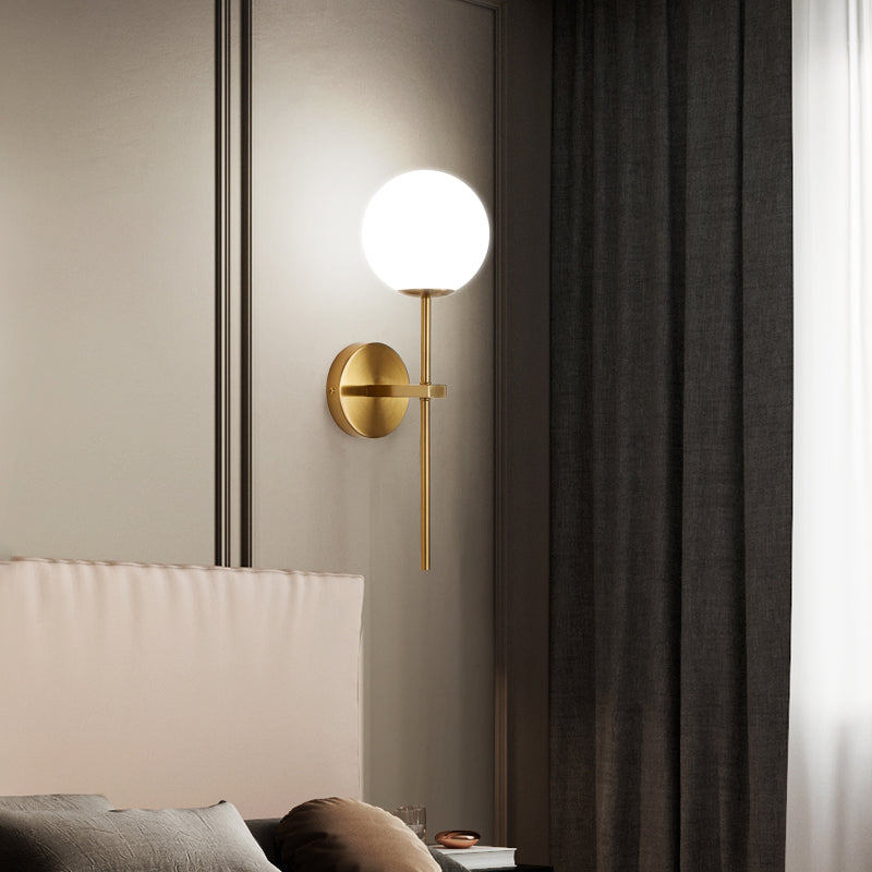 Gold 1-Light Wall Sconce in Modern Concise Style Aluminium Globe Wall Lamp with Glass Shade