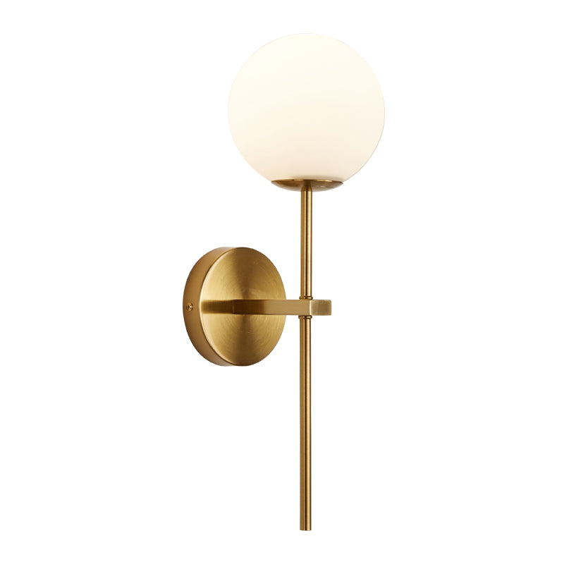 Gold 1-Light Wall Sconce in Modern Concise Style Aluminium Globe Wall Lamp with Glass Shade