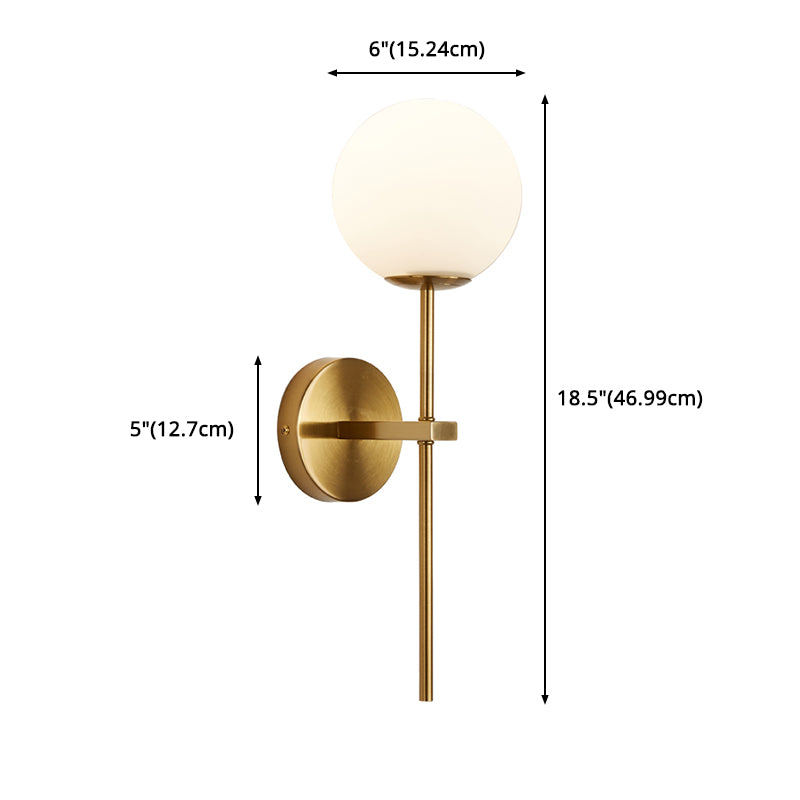 Gold 1-Light Wall Sconce in Modern Concise Style Aluminium Globe Wall Lamp with Glass Shade