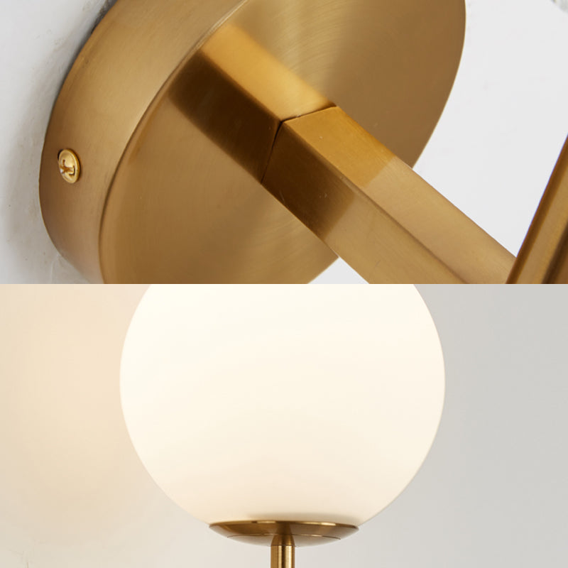 Gold 1-Light Wall Sconce in Modern Concise Style Aluminium Globe Wall Lamp with Glass Shade