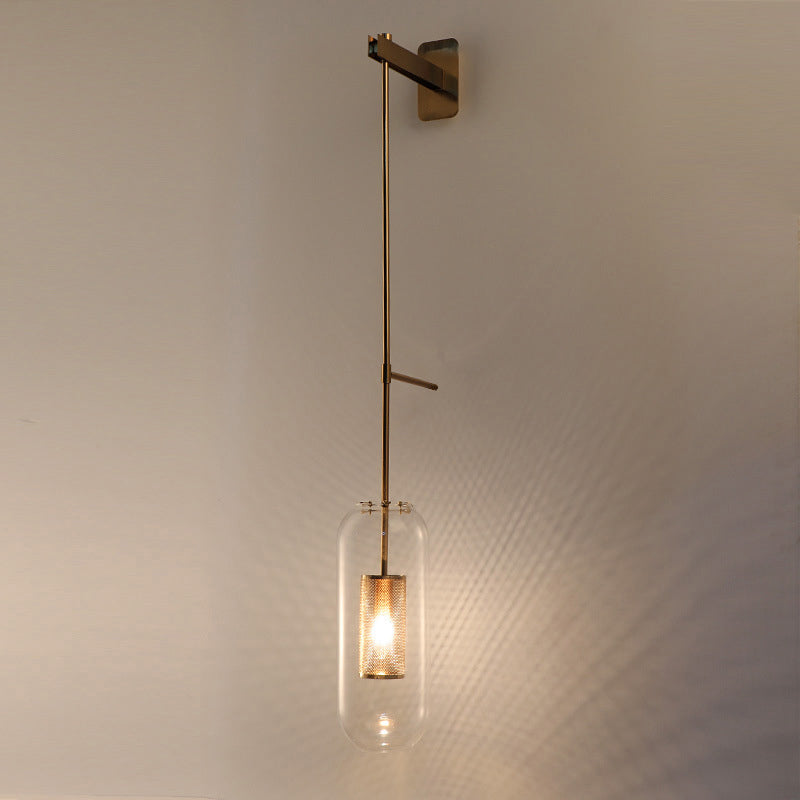 Simplicity-Style Cylindrical Wall Light Sconce Glass Bedroom Wall Lighting Fixture