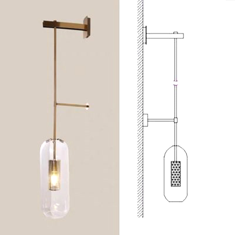 Simplicity-Style Cylindrical Wall Light Sconce Glass Bedroom Wall Lighting Fixture