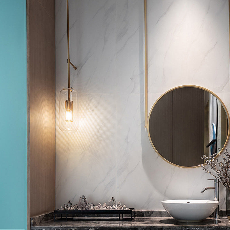 Simplicity-Style Cylindrical Wall Light Sconce Glass Bedroom Wall Lighting Fixture