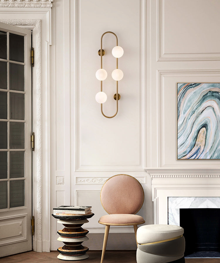 Glass Ball Shaped Wall Mounted Light Fixture Modern-Style White Wall Mounted Lighting