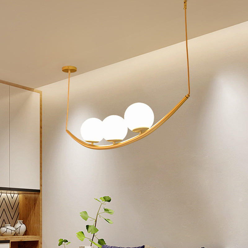 2/3 luci da pranzo sala da pranzo lampada lampada dispositivo modernismo oro finitura a sospensione del soffitto con sfera di vetro latte in vetro