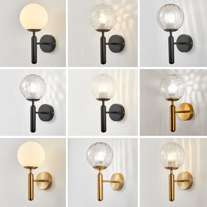Globe Bedroom Wall Mounted Lighting Glass Modern Style Wall Mounted Light Fixture