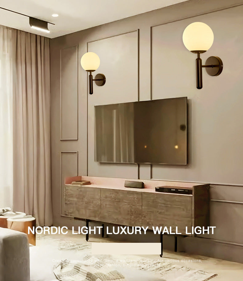 Globe Bedroom Wall Mounted Lighting Glass Modern Style Wall Mounted Light Fixture