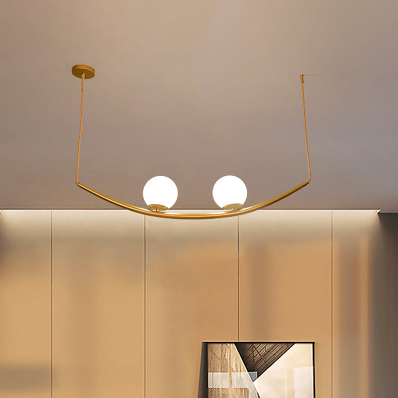 2/3 luci da pranzo sala da pranzo lampada lampada dispositivo modernismo oro finitura a sospensione del soffitto con sfera di vetro latte in vetro