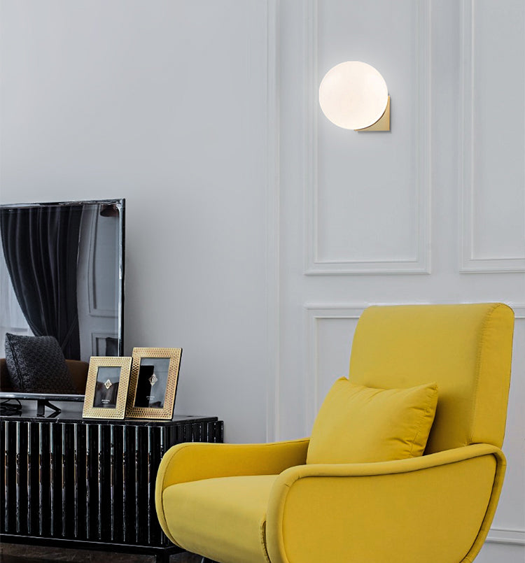 Contemporary Wall Mounted Light Fixture Sphere Wall Mounted Lamp with Glass Shade