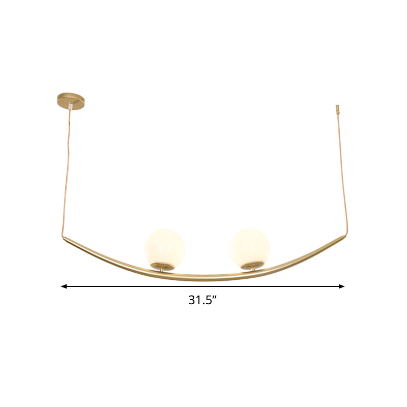 2/3 luci da pranzo sala da pranzo lampada lampada dispositivo modernismo oro finitura a sospensione del soffitto con sfera di vetro latte in vetro