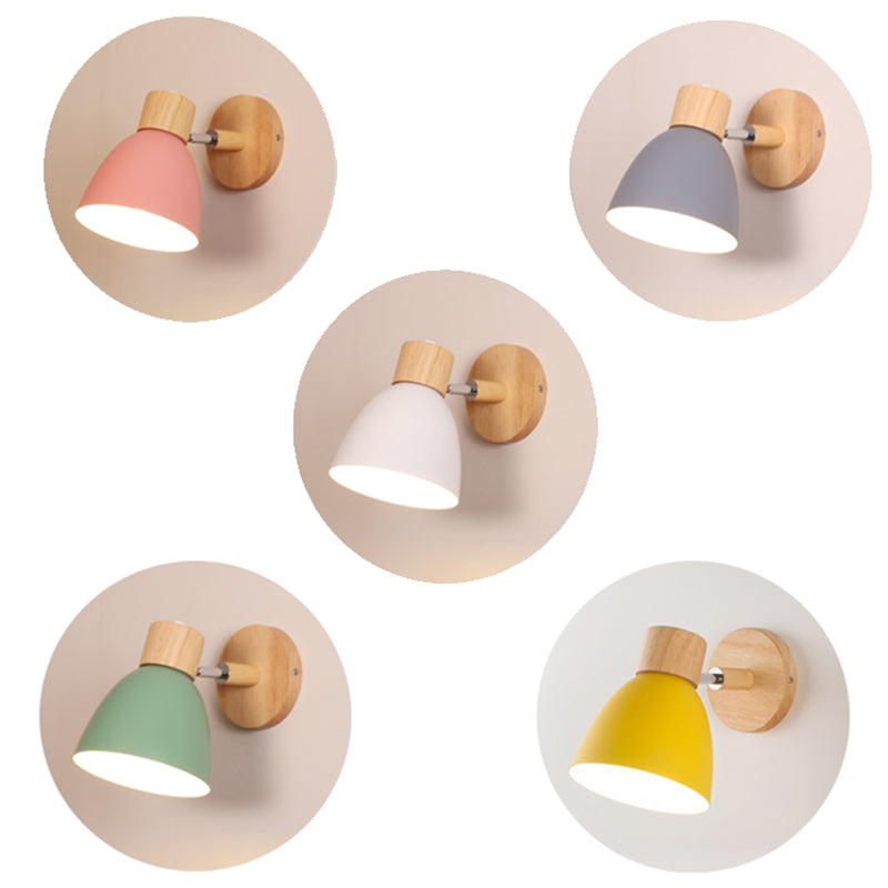 Prononi leggeri a parete in legno contemporanei con a parete a doppio cono a parete montata per camera da letto