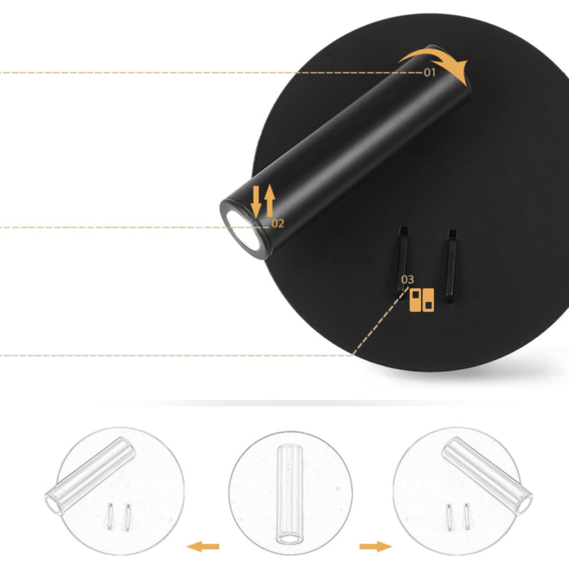 Modern Style Aluminum Wall Mount Lamp Bedroom Bedroom Wall Lighting Fixture with 1 Spotlight