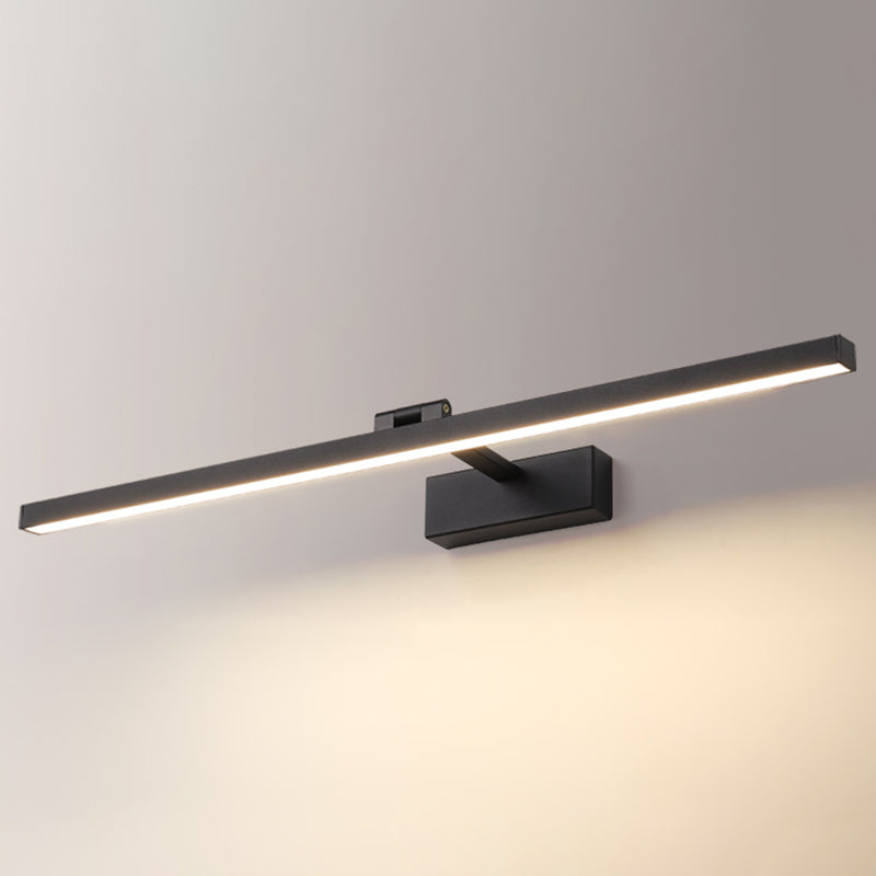 Moderna lampada da monte a parete lineare nero lampada da parete in metallo a 1 luce per bagno