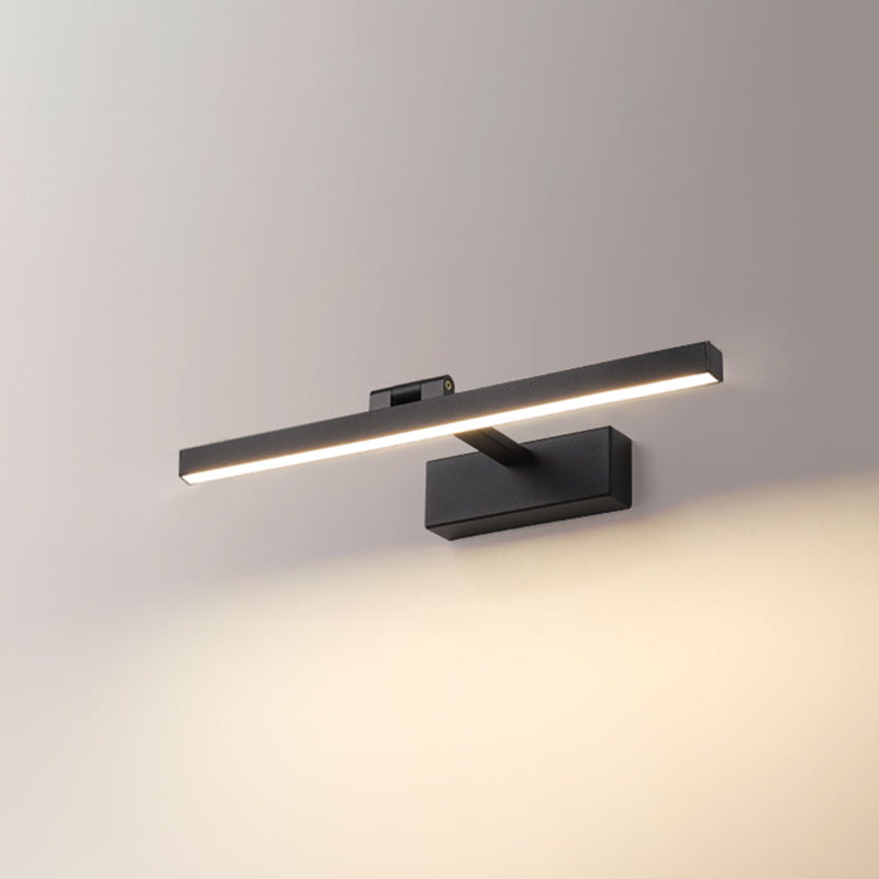 Moderna lampada da monte a parete lineare nero lampada da parete in metallo a 1 luce per bagno
