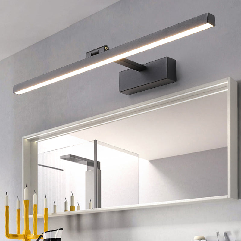 Moderna lampada da monte a parete lineare nero lampada da parete in metallo a 1 luce per bagno