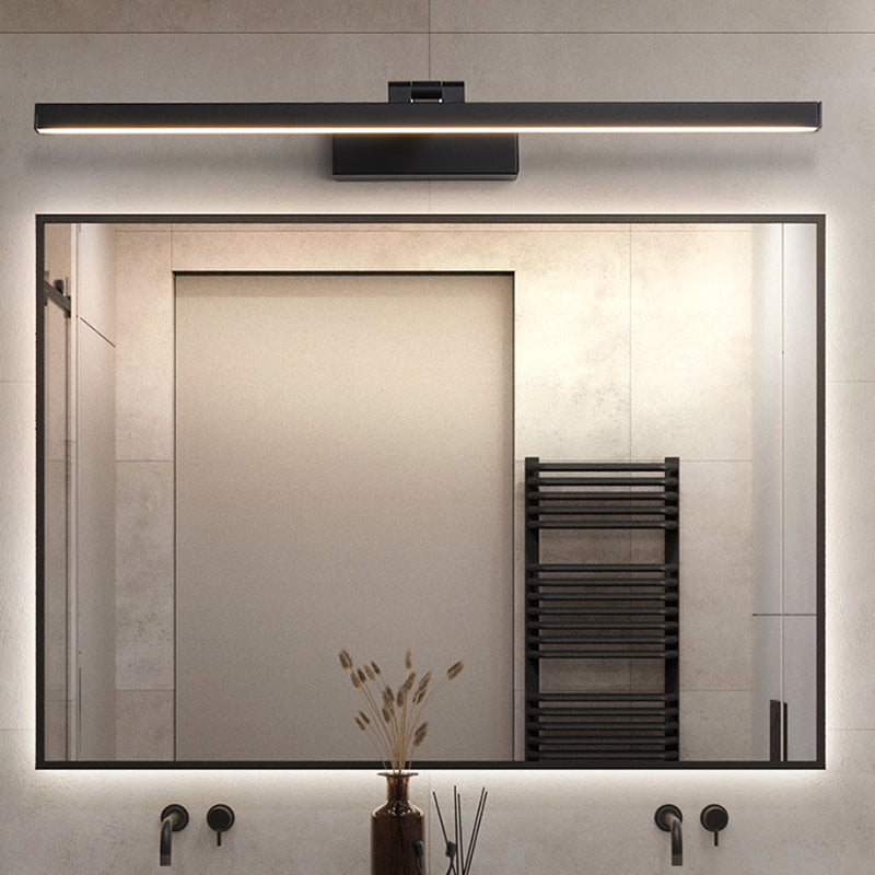 Moderna lampada da monte a parete lineare nero lampada da parete in metallo a 1 luce per bagno