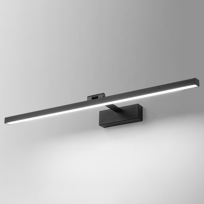 Moderna lampada da monte a parete lineare nero lampada da parete in metallo a 1 luce per bagno