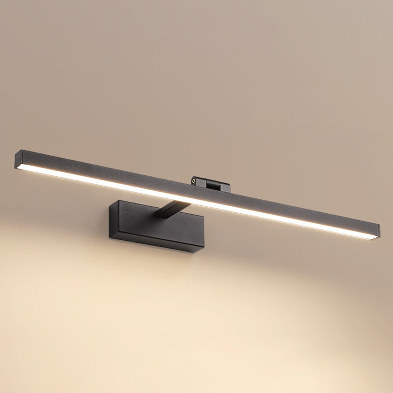 Moderna lampada da monte a parete lineare nero lampada da parete in metallo a 1 luce per bagno