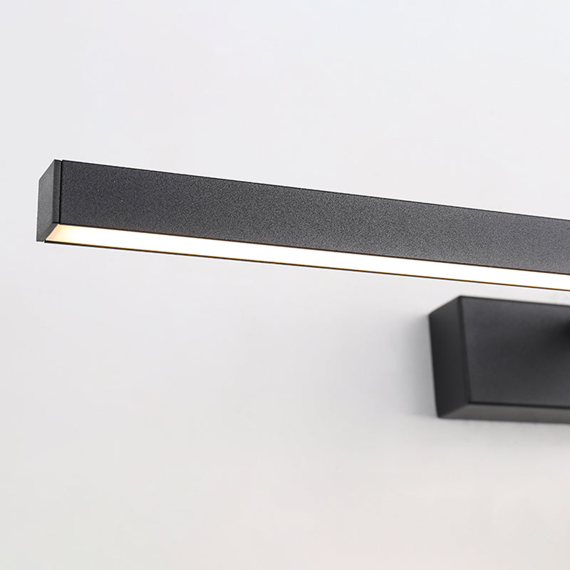 Moderna lampada da monte a parete lineare nero lampada da parete in metallo a 1 luce per bagno