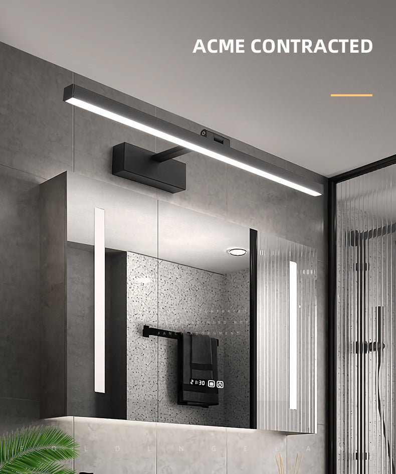 Moderne schwarze lineare Wandhalterung Leuchte Metall 1-Licht-Wandlampe für Badezimmer