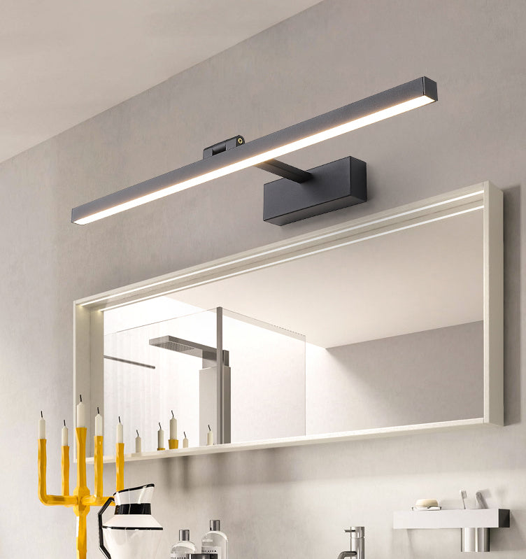 Moderna lampada da monte a parete lineare nero lampada da parete in metallo a 1 luce per bagno