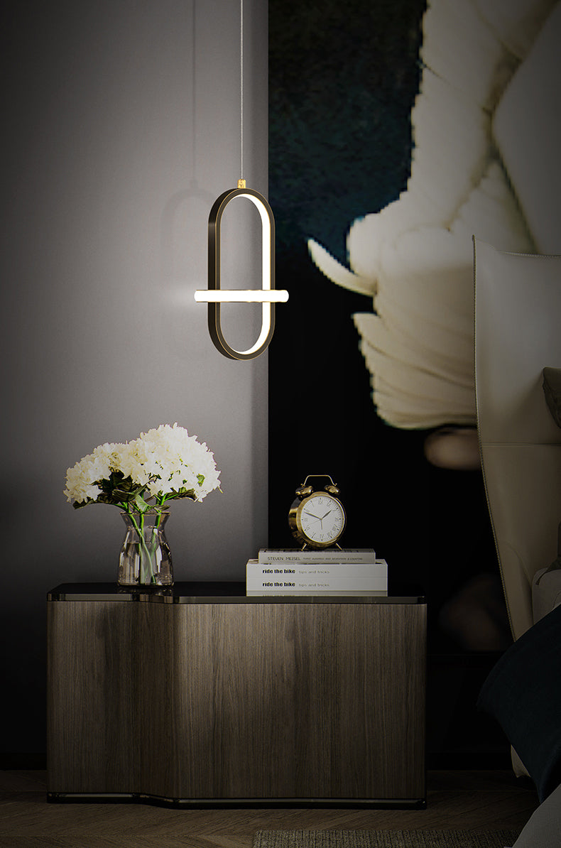 Metal Geometric Pendant Lighting Fixture Minimalist LED Pendant Ceiling Light for Bedroom