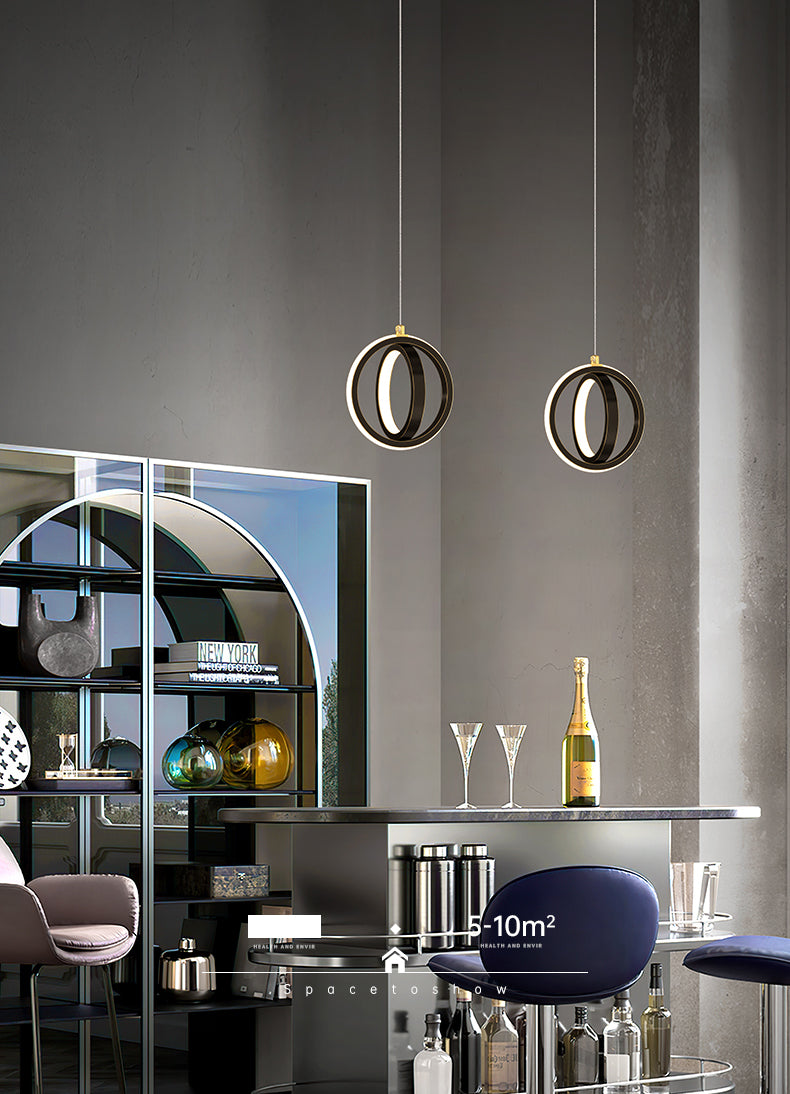 Metal Geometric Pendant Lighting Fixture Minimalist LED Pendant Ceiling Light for Bedroom