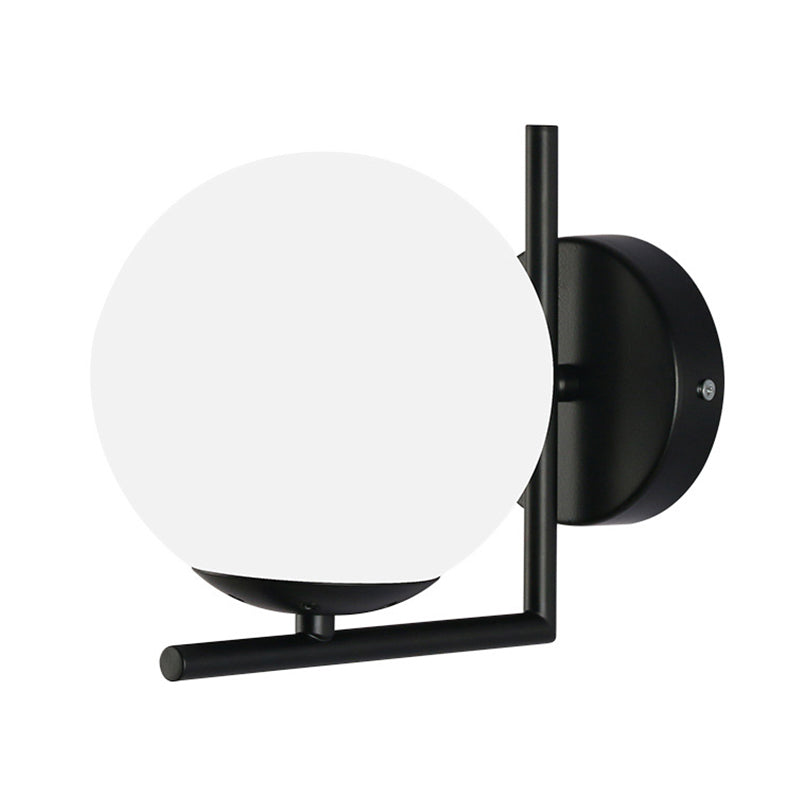 1 Light White Glass Wall Mounted Light Fixture Modern Orb Wall Light Sconces for Bedroom