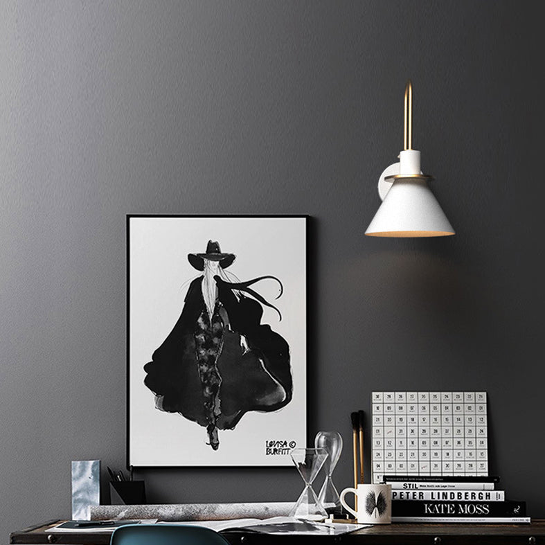 Conical Bedroom Wall Lighting Fixture Metal Minimalist-Style Wall Sconce Lighting