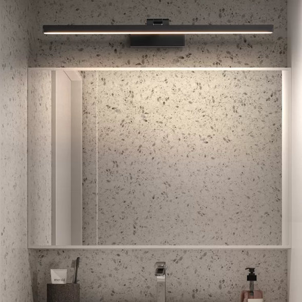 Moderna lampada da monte a parete lineare nero lampada da parete in metallo a 1 luce per bagno