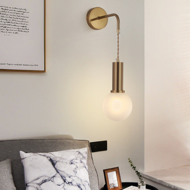 Spherical Glass Wall Mounted Lamp Minimalist Style Wall Mounted Light Fixture for Bedroom