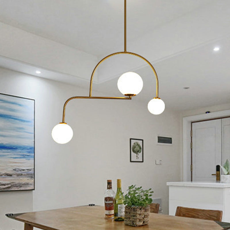 Lampada a sospensione a sospensione globale lampadario camera da letto vetro bianco/giallo 3 lampadine moderne kit di luce a led a led