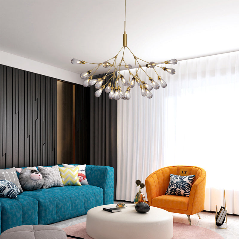 Lampada lampada lampada a goccia contemporanea fumo vetro grigio 27 teste soggiorno a sospensione Luce a sospensione